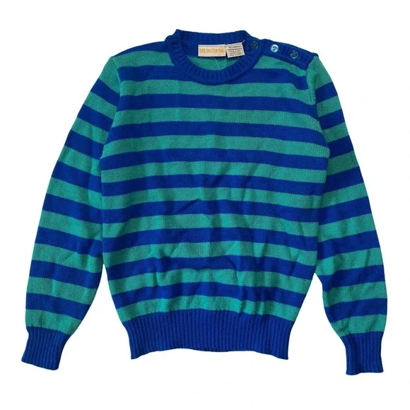 Vintage Striped Sweater Large Fits S/M Retro Sun Rise - Picture 6 of 9